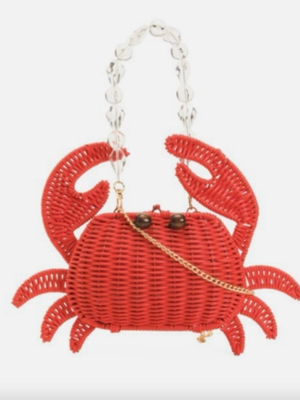 Tommy Bahama Red Woven Straw Wicker Crab Crossbody Bag Gold Chain NWT